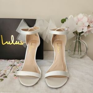 Lulu's White Ankle Strap Heels